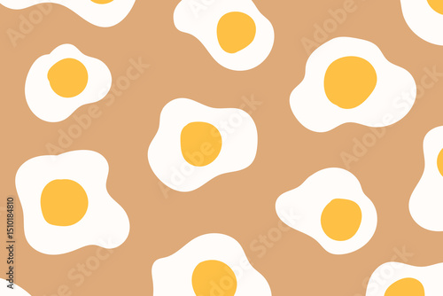 Fried egg background pattern. hand drawn seamless pattern. Fried egg background for fabric design, textile print, wrapping paper, cover. Vector illustration.