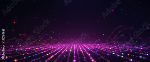 Abstract cyber security theme minimalist on et with glowing points, dark purple gradient color theme, spreading, light and dark color playing in harmony, 