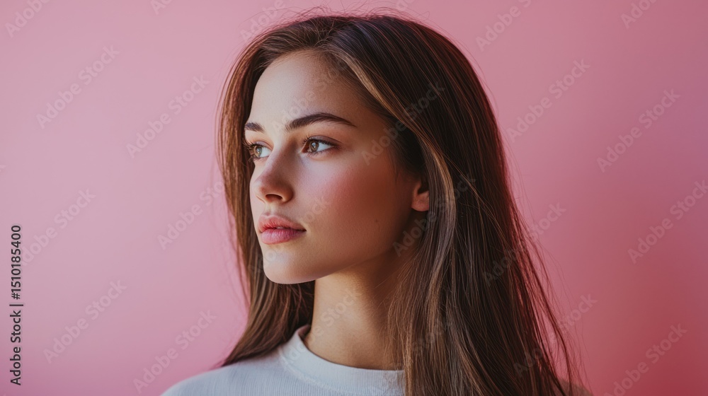 Girl with sleek hair and subtly tapered ends Girl with sleek hair and subtly tapered ends