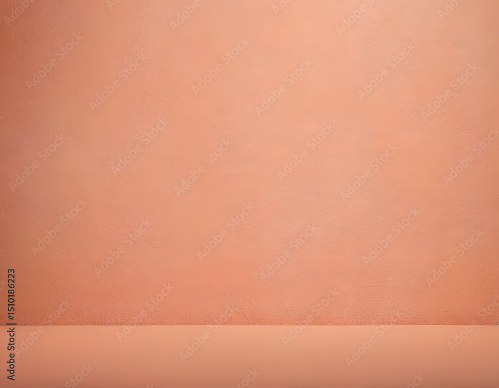 Fototapeta premium peach color background with copy text space, Textured wall of the trendy color Peach Fuzz. Background with selective focus and copy space