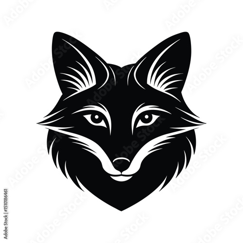 Silhouette art illustration of a cunning fox head.eps