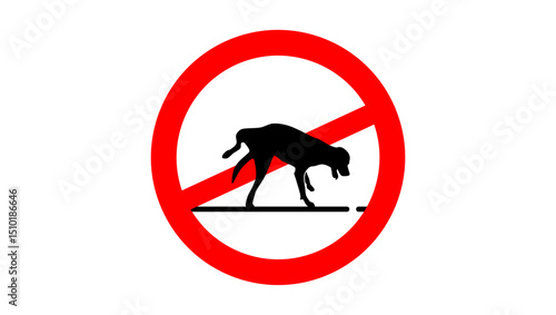No Dog Peeing Sign,red and black isolated silhouette
