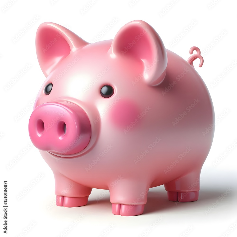 A pink bank pig isolated on white background A pink bank pig isolated on white background