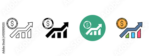   Profit Growth Icons – Line, Glyph, Fill & Background Styles