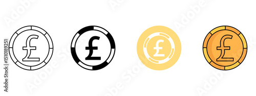 Pound Sterling Icon – Line, Glyph, Fill & Background Styles

