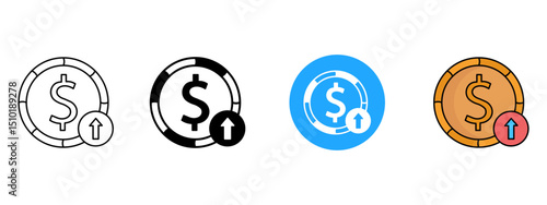 Dollar Icon – Line, Glyph, Fill & Background Styles

