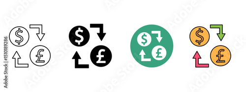   Exchange Icon – Line, Glyph, Fill & Background Styles