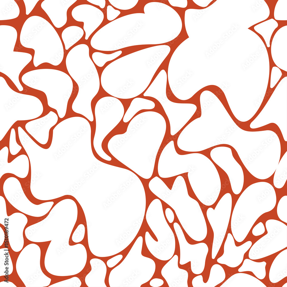 Seamless abstract pattern with white and red colors, white silhouettes on red background. Could be used as texture, print, wallpaper, card. Seamless abstract pattern with white and red colors, white silhouettes on red background. Could be used as texture, print, wallpaper, card.