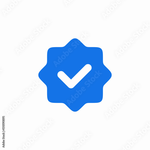 verification badge blue check mark icon sign vector
