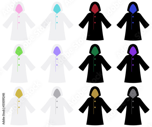 魔法使い風のローブ 白と黒12パターンセット