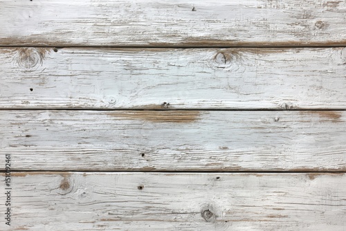 Weathered white wooden planks with a rustic, distressed texture and visible wood grain.