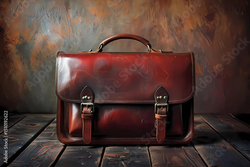 Wallpaper Mural Classic Burgundy Leather Briefcase with Vintage Lighting Digital Illustration Torontodigital.ca