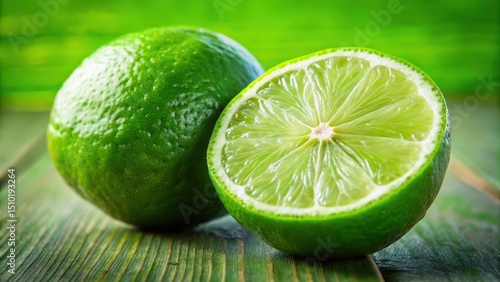 A green lime with a half cut open