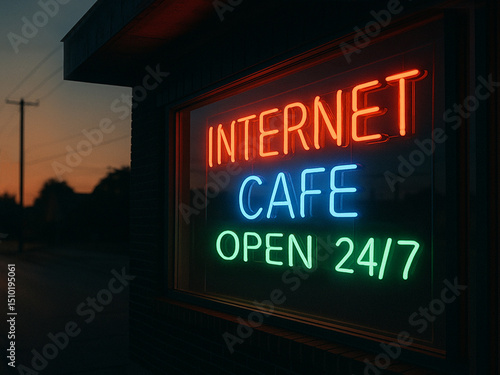 Enseigne néon d'un Internet Café.
