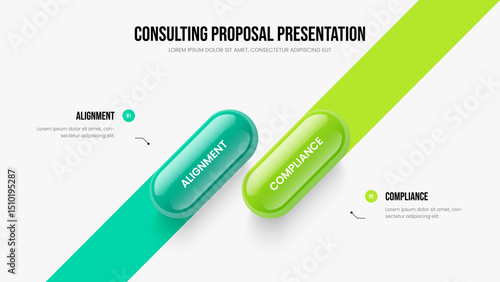 Enterprise Insight Frame Layout Vector Illustration. Creative Development Two Option Infographic Slideshow Template. Digital Solution 2 Step Diagram Slide Design.