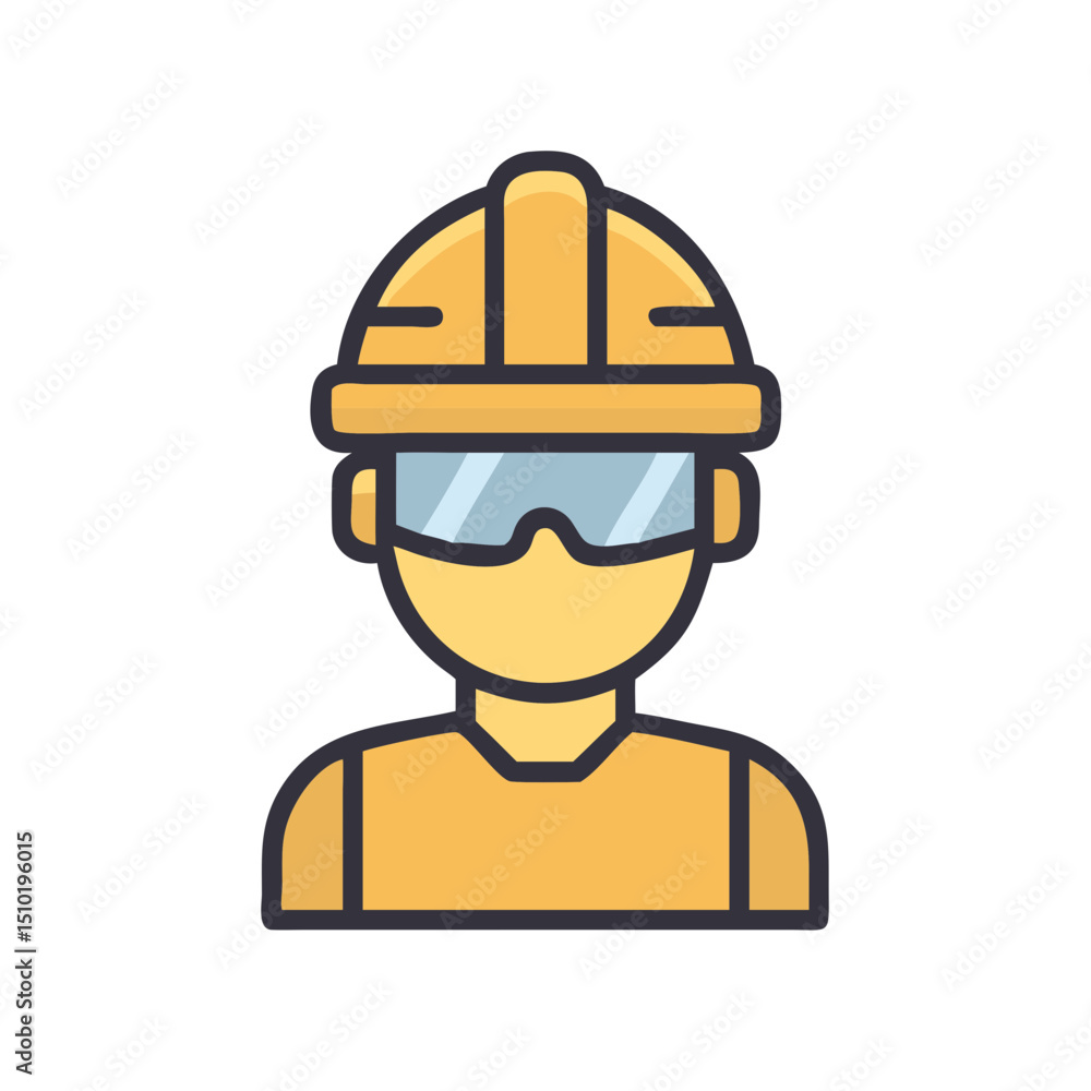 Construction Worker Icon - Man with Safety Helmet and Goggles
Construction Worker Icon - Man with Safety Helmet and Goggles