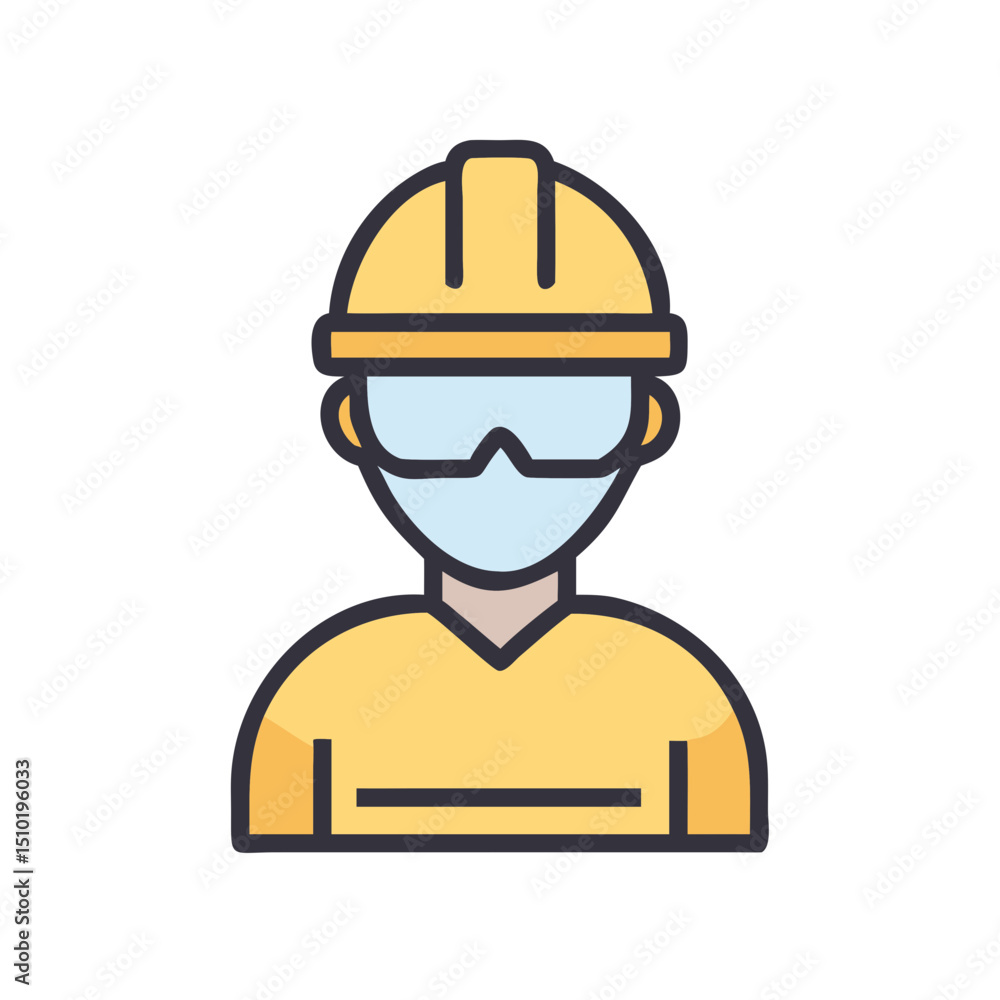 Construction Worker Icon - Man with Safety Helmet and Goggles
Construction Worker Icon - Man with Safety Helmet and Goggles