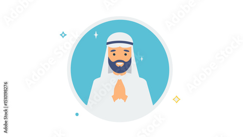 Religious Muslim Man Praying Vector Art
