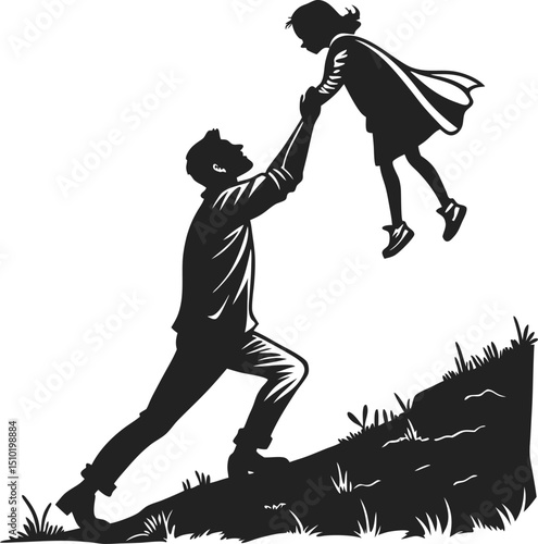 Father picking up his daughter