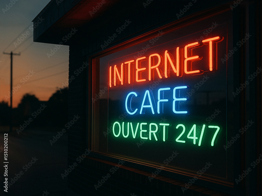 Obraz premium Enseigne néon d'un Internet Café.