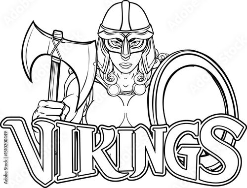 A female Viking, Trojan Spartan or Celtic warrior woman gladiator knight sports team mascot