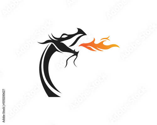 dragon flat color logo template vector illustration
