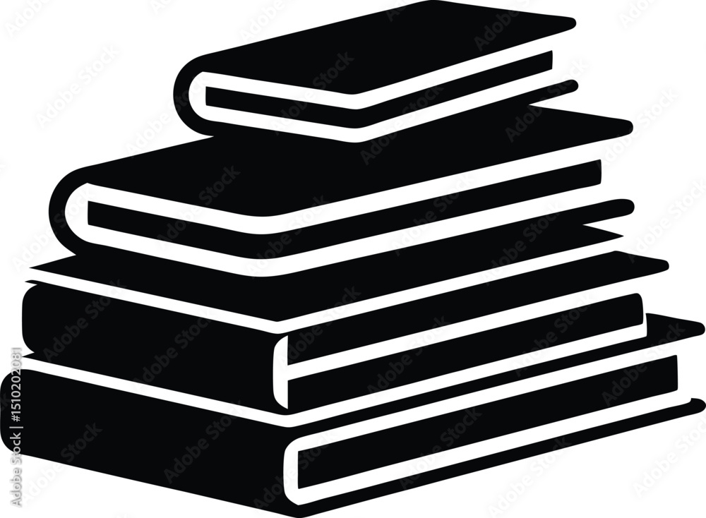 Books icon, stack of black books silhouette vector illustration Books icon, stack of black books silhouette vector illustration