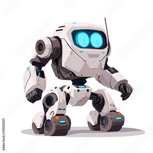 2D flat Service Robot vector illustration, isolated on a white background.