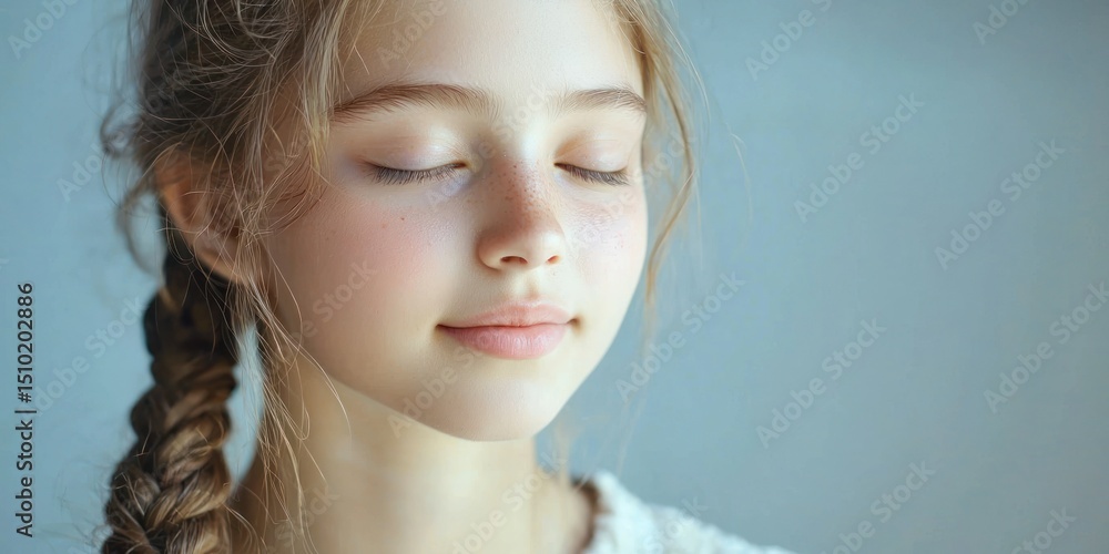 Teen with neat fishtail braid and natural makeup Teen with neat fishtail braid and natural makeup