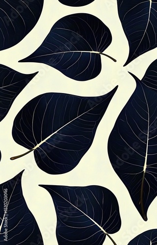 black leaf pattern isolated background 