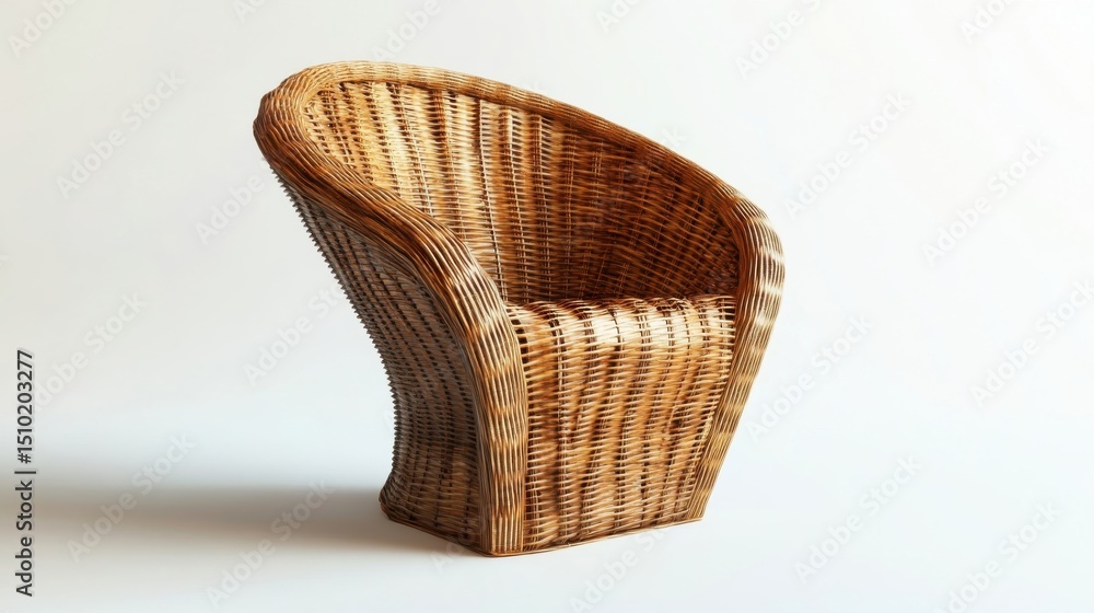 Fototapeta premium Wicker chair on white background with modern design elements