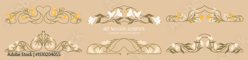 Art Nouveau floral borders. Decorative element. Vector.