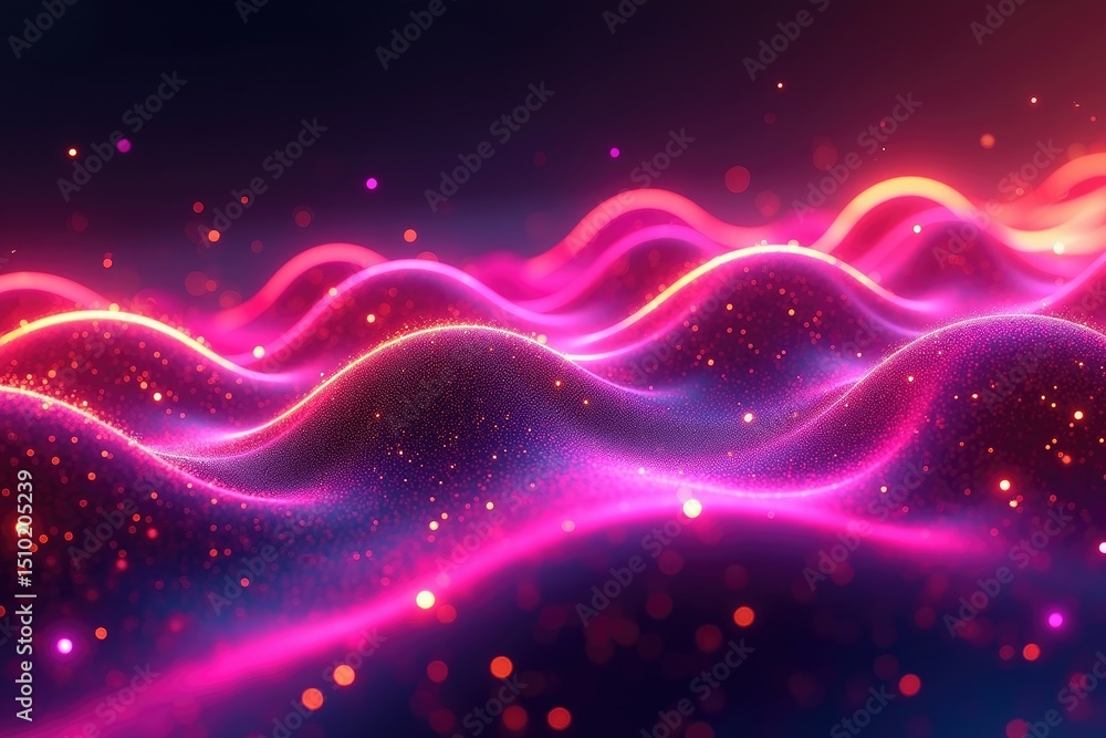 Fototapeta premium Vibrant Pink and Orange Abstract Wave Background Digital Art