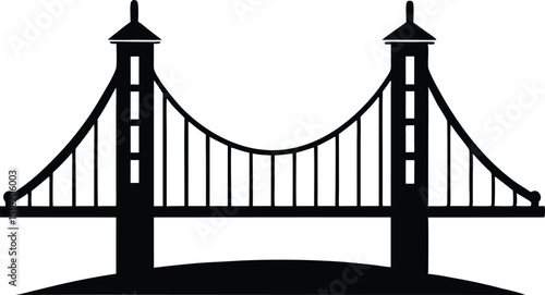 Majestic silhouette of a grand suspension bridge vector, Minimalist Golden Gate Bridge Simple Silhouette design