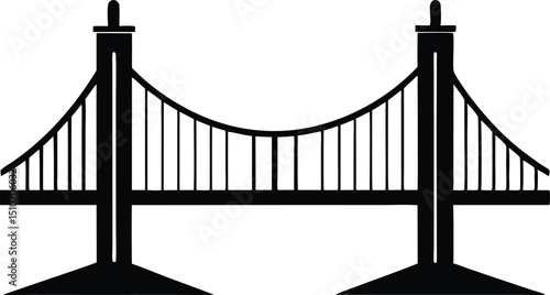 Majestic silhouette of a grand suspension bridge vector, Minimalist Golden Gate Bridge Simple Silhouette design