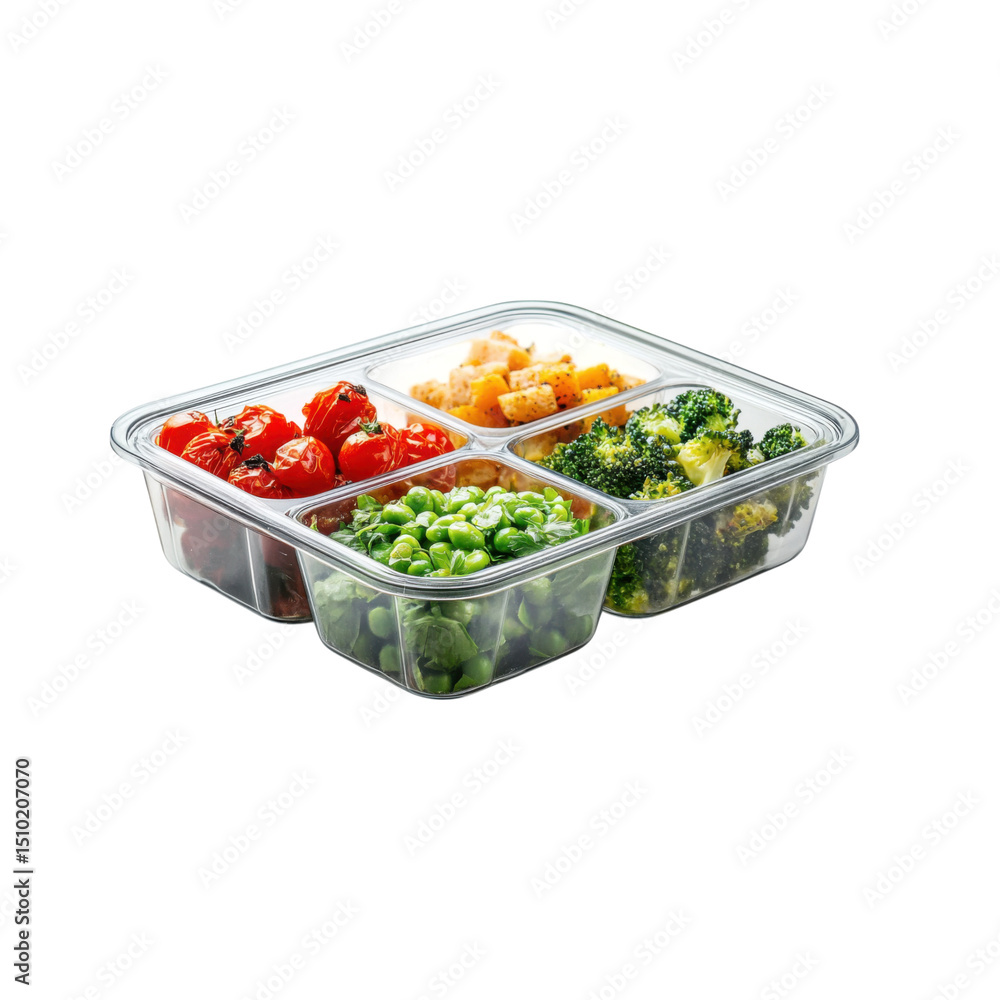 Healthy & Balanced Meal Prep Container with Assorted Vegetables isolated on white background Healthy & Balanced Meal Prep Container with Assorted Vegetables isolated on white background