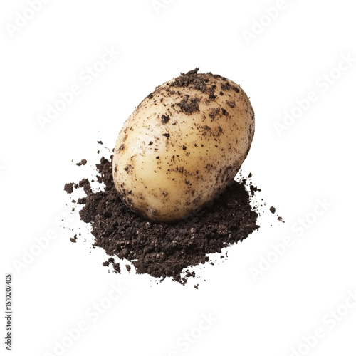 Freshly Harvested Potato from the Earth isolated on white background