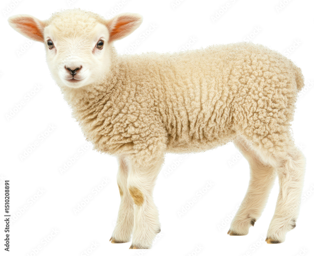 Fototapeta premium PNG Young lamb white sheep background animal.