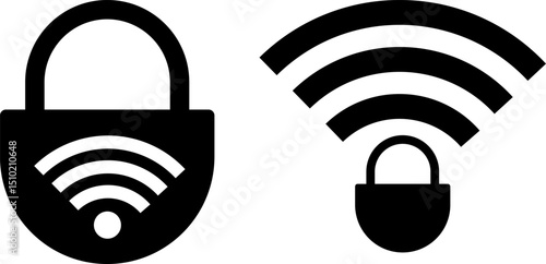 wifi lock icon set. WiFi connection is password protected. Locked wireless Internet signal. signal error. Wifi. failure icons. internet of things
