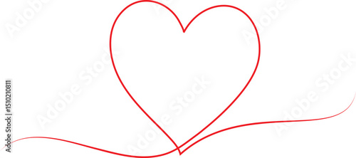 Heart icon hand drawn. Heart continuous red line drawing. one line art sketch heart. Symbol love.