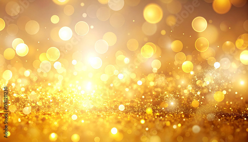 金のグリッターが舞う幻想的な光の背景