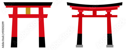 神社の鳥居イラストアイコン