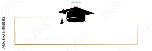 Graduation Hat with frame isolated on transparent background. Congrats Graduates concept. Congratulating banner greeting card