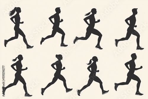 Running people silhouettes pack