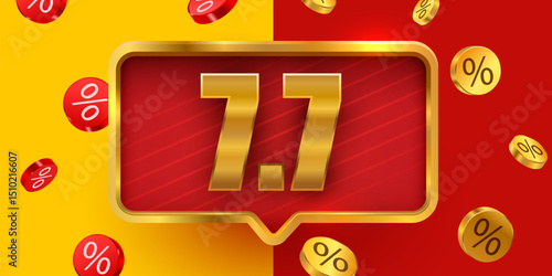 7.7 discount flash sale background. Vector illustration for shopping day, online shopping, special Offer coupon, voucher, banner template, websites, social media advertising. Vector illustration