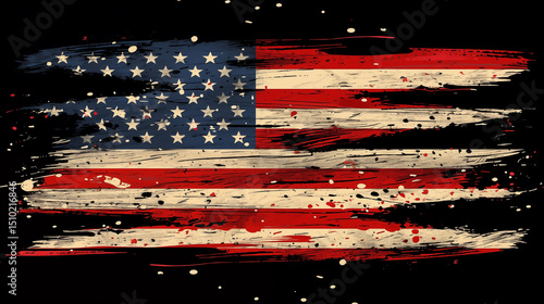 Grunge american flag on black baground