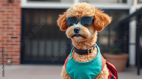 Wallpaper Mural Redhead Cute Trendy Bichon Poodle in Casual Outfit Outside with Sunglasses Torontodigital.ca