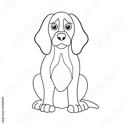 Adorable beagle puppy line art coloring page sad dog