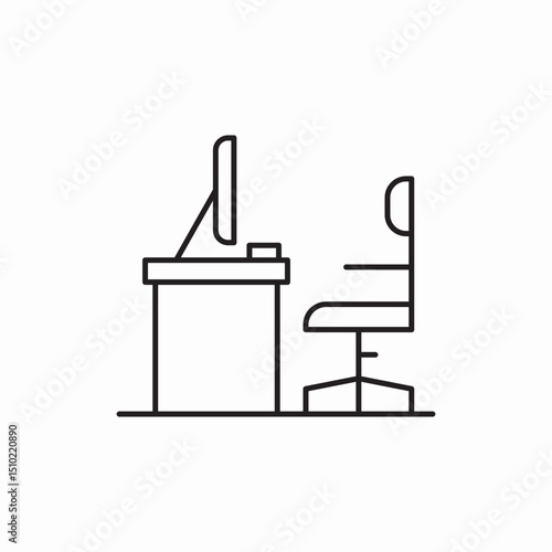 Cubicle workspace desk icon vector sign