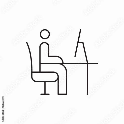 Office desk workstation icon vector sign